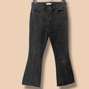 Tory Burch Black Mid-Rise Slimming Stretchy Denim Cropped Boot Cut Jeans 29